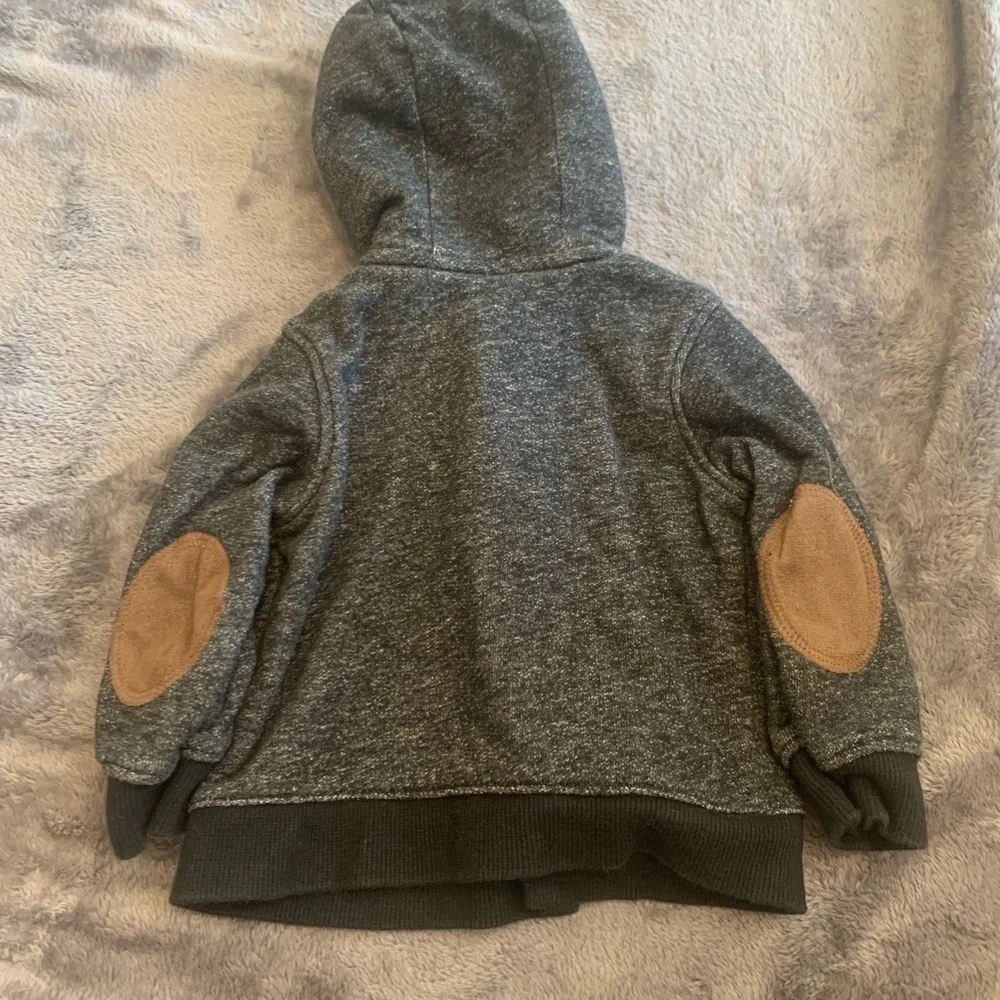 Carter's grey and black hooded jacket with plaid design in hood size 12 months